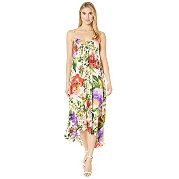 London Times Emiliana Silky Ivory Floral Midi Dress - Picture 2 of 12